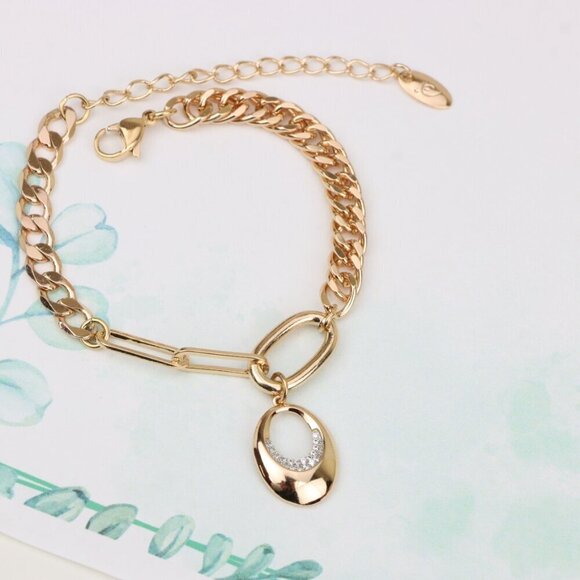 Chunky Rose Gold Chain Bracelet with Dangle Charm Accent, XPBL0722 - Picture 12 of 12